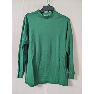 VTG Hef-T Men's Long Sleeve Crew Neck Green Cotton-Polyester T-shirt Size L